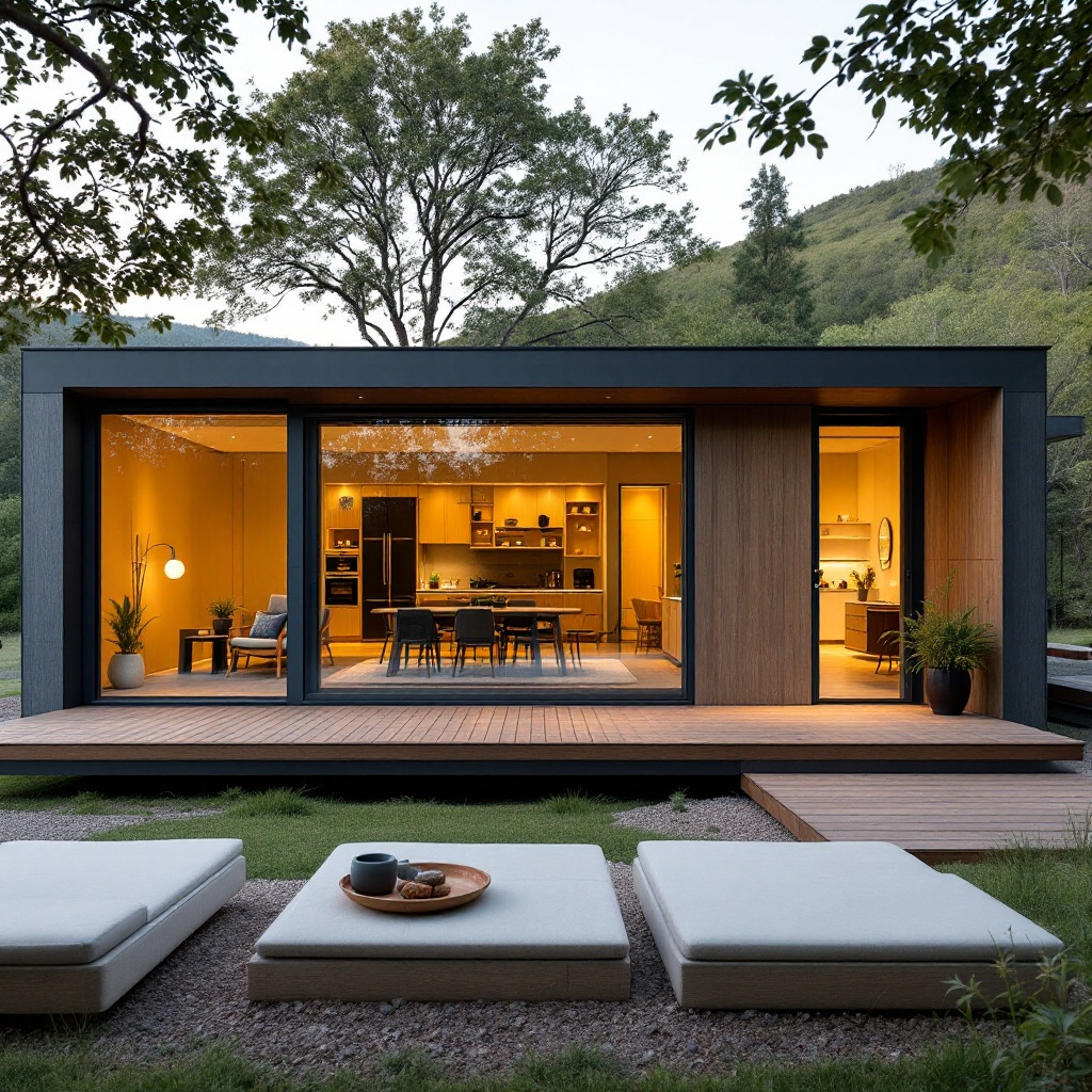A modern modular building with prefabricated sections and sustainable design.