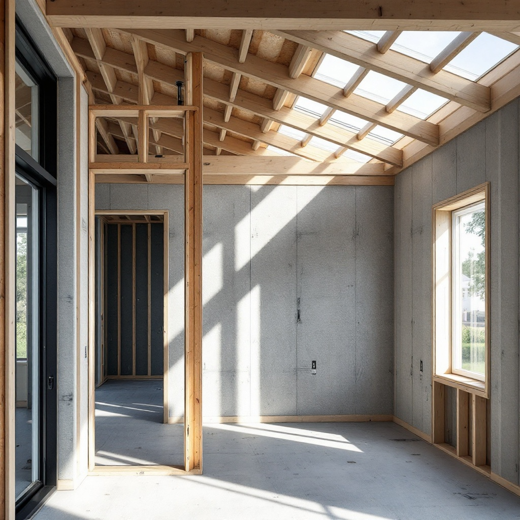 Various construction materials including wood, metal, and concrete for building projects.