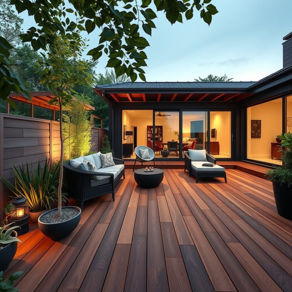Premium Thermowood decking and cladding providing natural elegance and long-lasting performance.