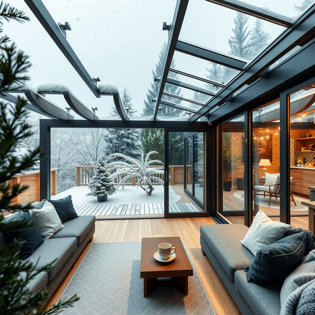 A modern shading system providing sun protection for outdoor spaces.